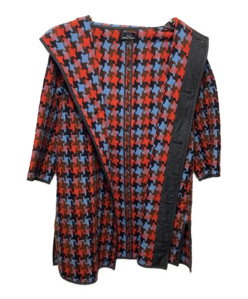 tricot COMME des GARCONS（トリココムデギャルソン）tricot COMME des GARCONS (トリココムデギャルソン) ノーカラーウールコート レッド×ブルー サイズ:サイズ表記無の古着・服飾アイテム