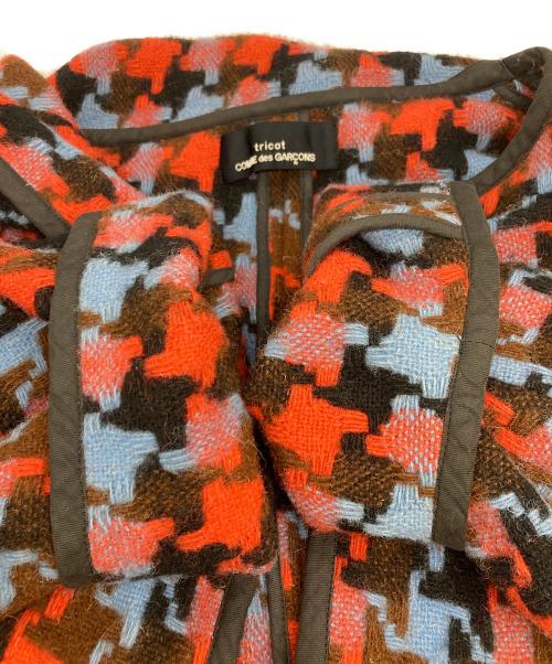 tricot COMME des GARCONS（トリココムデギャルソン）tricot COMME des GARCONS (トリココムデギャルソン) ノーカラーウールコート レッド×ブルー サイズ:サイズ表記無の古着・服飾アイテム