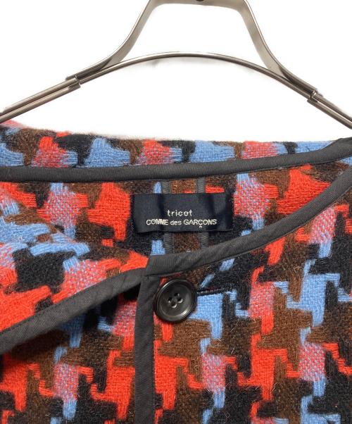 tricot COMME des GARCONS（トリココムデギャルソン）tricot COMME des GARCONS (トリココムデギャルソン) ノーカラーウールコート レッド×ブルー サイズ:サイズ表記無の古着・服飾アイテム