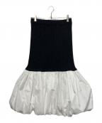 foundry mewsファウンドリー ミューズ）の古着「バルーンスカートチューブトップワンピース」｜ブラック×ホワイト