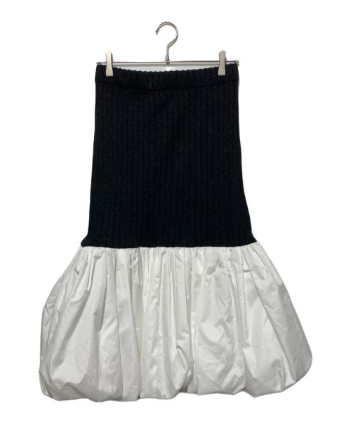 foundry mews（ファウンドリー ミューズ）foundry mews (ファウンドリー ミューズ) バルーンスカートチューブトップワンピース ブラック×ホワイト サイズ:FREEの古着・服飾アイテム