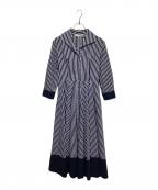 JENNEジェンヌ）の古着「シャープ配色ワンピース」｜ネイビー