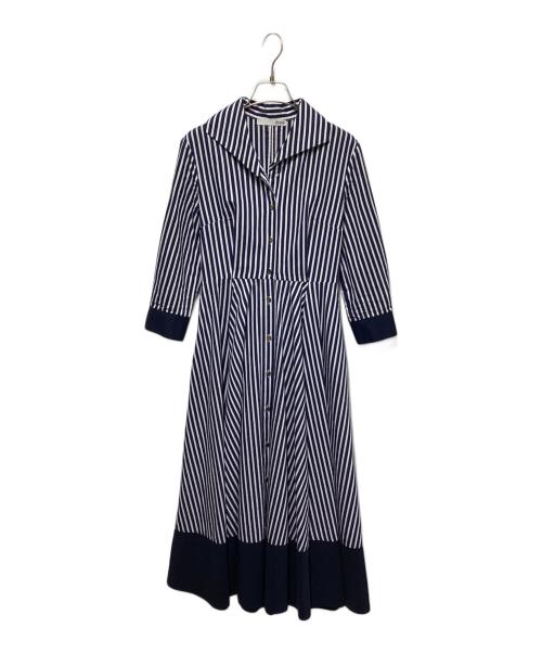 JENNE（ジェンヌ）JENNE (ジェンヌ) シャープ配色ワンピース ネイビー サイズ:Mの古着・服飾アイテム