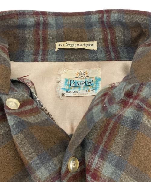 CAMPUS（キャンパス）CAMPUS (キャンパス) 60'Sヴィンテージウールシャツ ブラウン サイズ:Sの古着・服飾アイテム