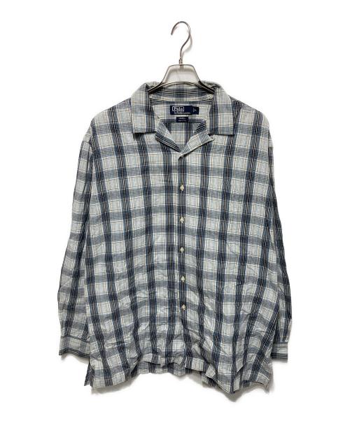 POLO RALPH LAUREN（ポロ・ラルフローレン）POLO RALPH LAUREN (ポロ・ラルフローレン) 開襟チェックシャツ ブルー サイズ:XLの古着・服飾アイテム
