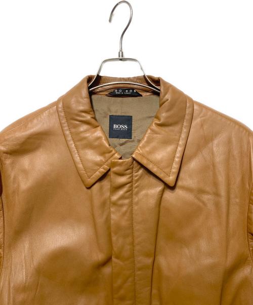 BOSS HUGO BOSS（ボス ヒューゴボス）BOSS HUGO BOSS (ボス ヒューゴボス) ラムレザージャケット ブラウン サイズ:52の古着・服飾アイテム
