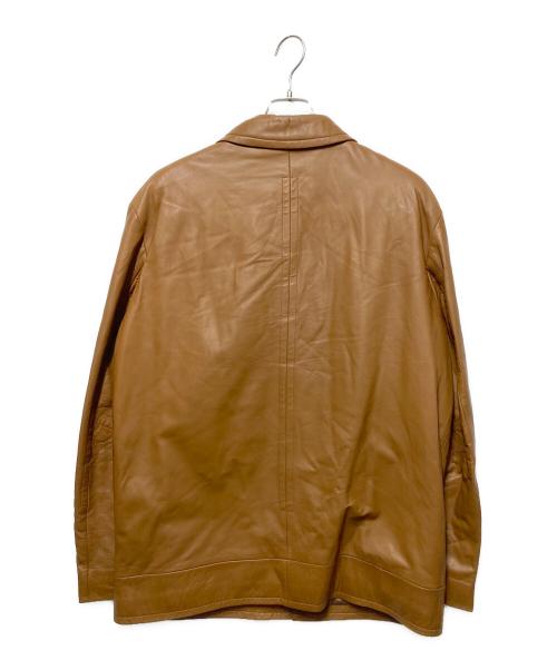 BOSS HUGO BOSS（ボス ヒューゴボス）BOSS HUGO BOSS (ボス ヒューゴボス) ラムレザージャケット ブラウン サイズ:52の古着・服飾アイテム