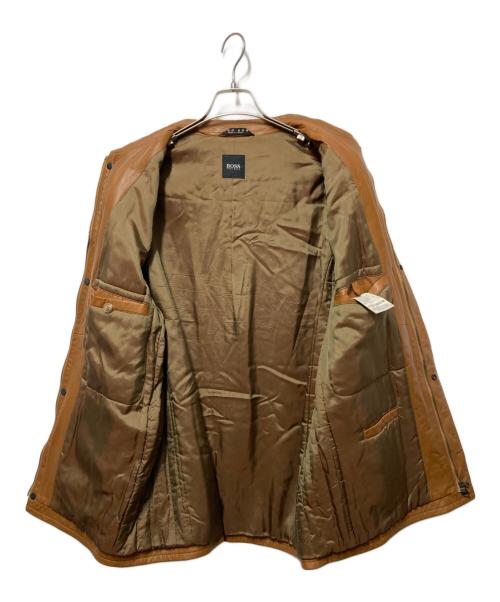 BOSS HUGO BOSS（ボス ヒューゴボス）BOSS HUGO BOSS (ボス ヒューゴボス) ラムレザージャケット ブラウン サイズ:52の古着・服飾アイテム