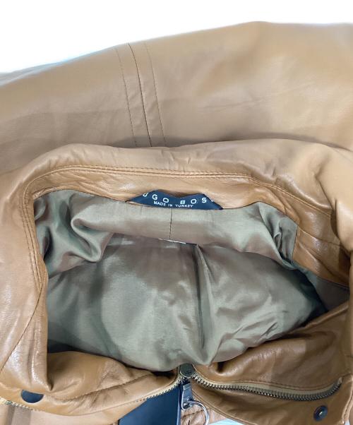 BOSS HUGO BOSS（ボス ヒューゴボス）BOSS HUGO BOSS (ボス ヒューゴボス) ラムレザージャケット ブラウン サイズ:52の古着・服飾アイテム