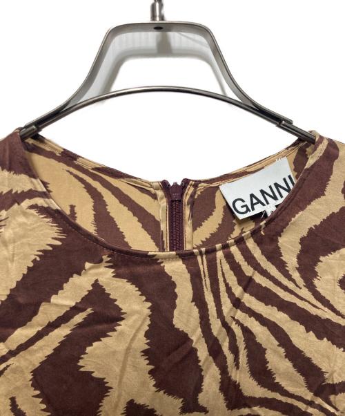 GANNI（ガニー）GANNI (ガニー) 半袖ワンピース ブラウン サイズ:36の古着・服飾アイテム