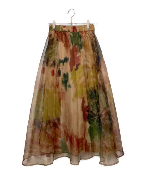 Ameri（アメリ）Ameri (アメリ) UND WILLOW PAINT PLEATS SKIRT ブラウン サイズ:Sの古着・服飾アイテム