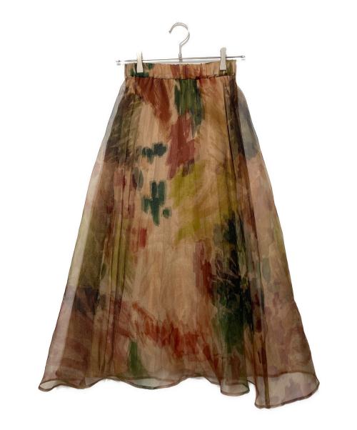 Ameri（アメリ）Ameri (アメリ) UND WILLOW PAINT PLEATS SKIRT ブラウン サイズ:Sの古着・服飾アイテム