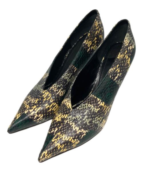 CELINE（セリーヌ）CELINE (セリーヌ) パイソン柄パンプス グリーン サイズ:39の古着・服飾アイテム