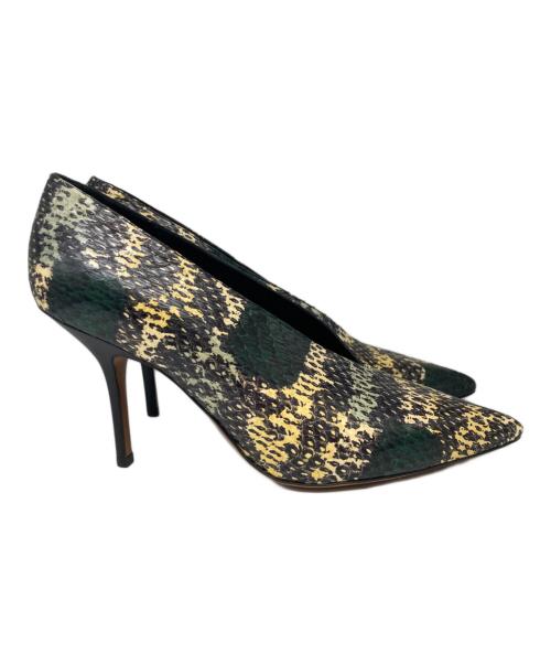 CELINE（セリーヌ）CELINE (セリーヌ) パイソン柄パンプス グリーン サイズ:39の古着・服飾アイテム