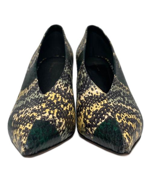 CELINE（セリーヌ）CELINE (セリーヌ) パイソン柄パンプス グリーン サイズ:39の古着・服飾アイテム