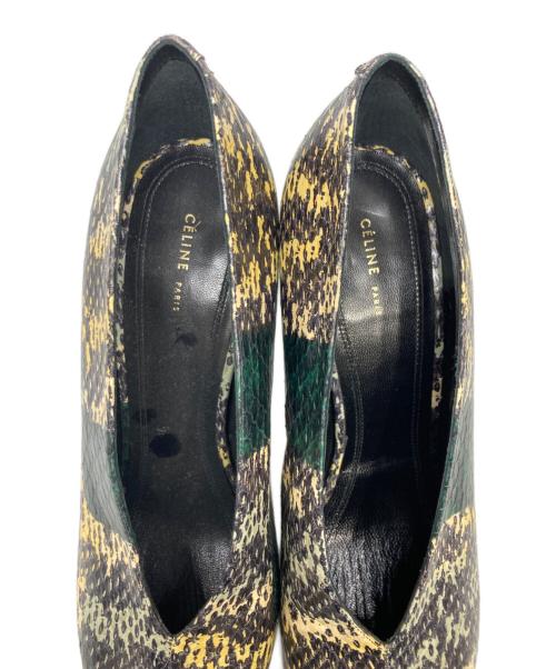 CELINE（セリーヌ）CELINE (セリーヌ) パイソン柄パンプス グリーン サイズ:39の古着・服飾アイテム