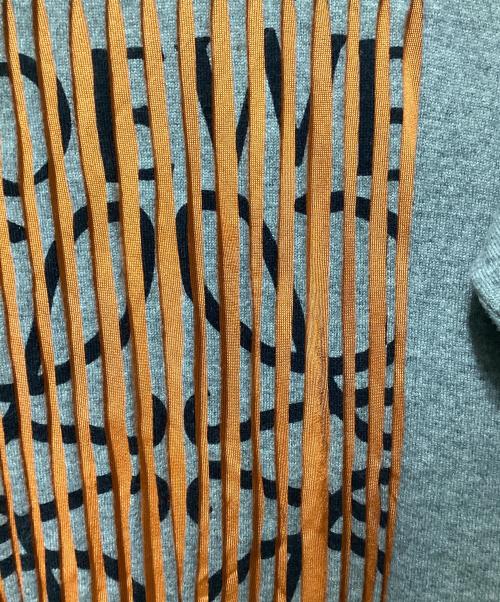 LOEWE（ロエベ）LOEWE (ロエベ) ロゴメッシュデザインカシミヤニットセーター グレー サイズ:Mの古着・服飾アイテム