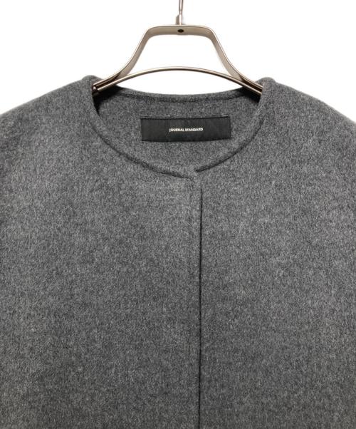 JOURNAL STANDARD（ジャーナルスタンダード）JOURNAL STANDARD (ジャーナルスタンダード) スーパー140ビーバーノーカラーショートコート グレー サイズ:36の古着・服飾アイテム