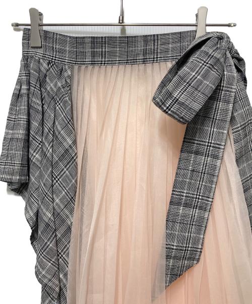 AKIKOAOKI（アキコアオキ）AKIKOAOKI (アキコアオキ) プリーツエプロン ピンク×グレー サイズ:FREEの古着・服飾アイテム