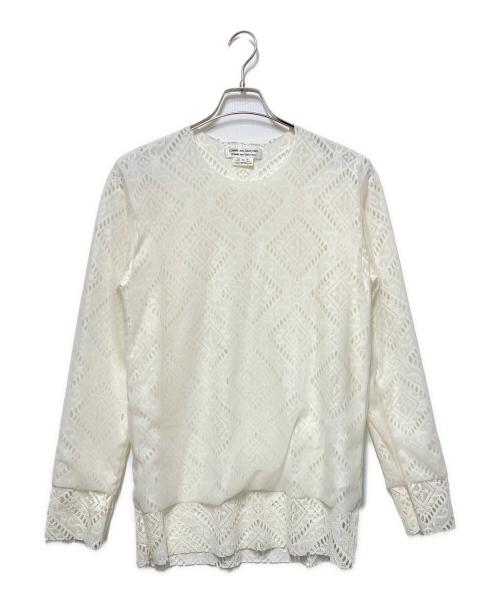 COMME des GARCONS COMME des GARCONS（コムデギャルソン コムデギャルソン）COMME des GARCONS COMME des GARCONS (コムデギャルソン コムデギャルソン) レイヤード レース プルオーバー トップス ホワイト サイズ:Mの古着・服飾アイテム