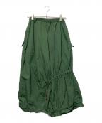nagonstansナゴンスタンス）の古着「ライトシェルタフタフレアバルーンスカート」｜グリーン