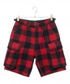 KAPITALキャピタル）の古着「バッファローチェックウールハーフパンツ」｜レッド