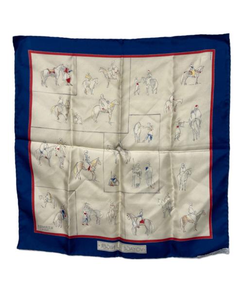 HERMES（エルメス）HERMES (エルメス) カレ45スカーフ ベージュ×ブルーの古着・服飾アイテム