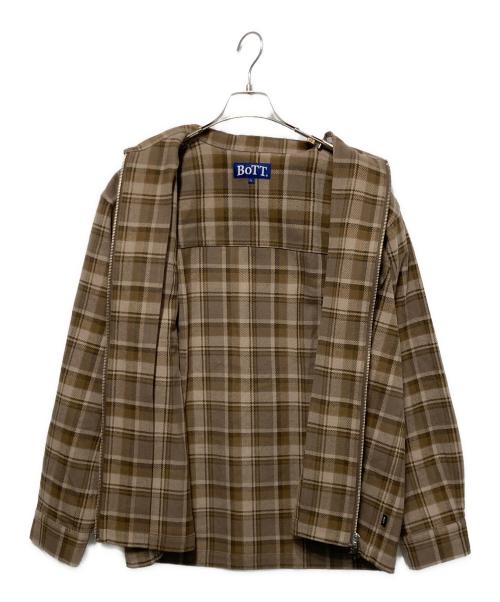 BoTT（ボット）BoTT (ボット) Zip-Up Flannel Shirt ブラウン サイズ:Lの古着・服飾アイテム