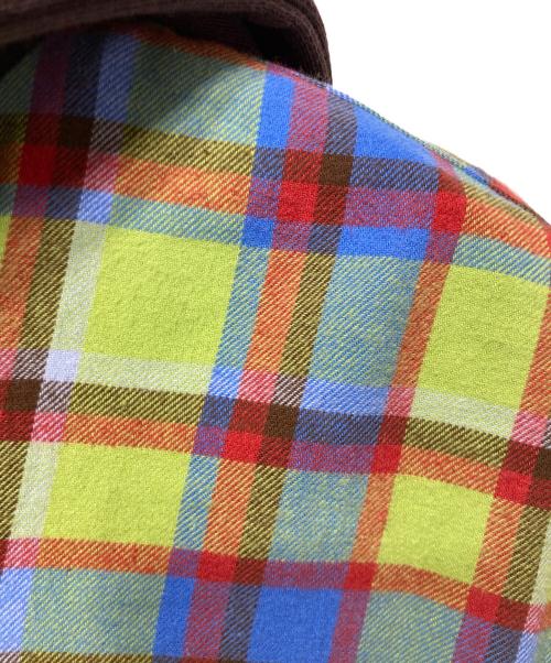 BoTT（ボット）BoTT (ボット) Hooded Flannel Shirt グリーン×レッド サイズ:Lの古着・服飾アイテム