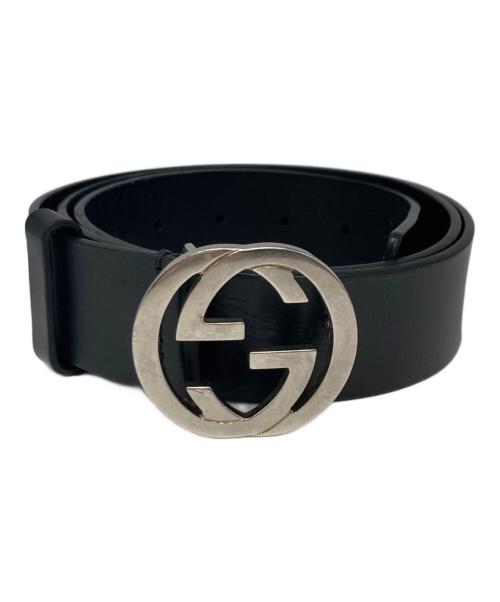 GUCCI（グッチ）GUCCI (グッチ) インターロッキングGレザーベルト ブラックの古着・服飾アイテム
