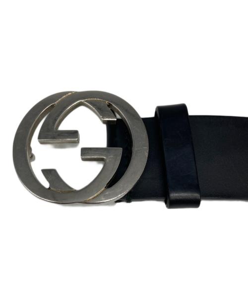 GUCCI（グッチ）GUCCI (グッチ) インターロッキングGレザーベルト ブラックの古着・服飾アイテム