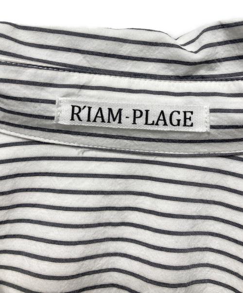 RIAM-PLAGE（リアムプラージュ）RIAM-PLAGE (リアムプラージュ) RIAMバルーンスリーブシャツ ホワイト×グレー サイズ:FREEの古着・服飾アイテム