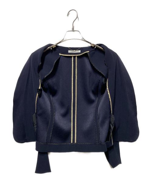 BEIGE（ベイジ）BEIGE (ベイジ) CINDY ノーカラージャケット ネイビーの古着・服飾アイテム