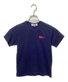 PLAY COMME des GARCONS（プレイコムデギャルソン）の古着「ダブル・ハートワッペン・Tシャツ」｜ネイビー