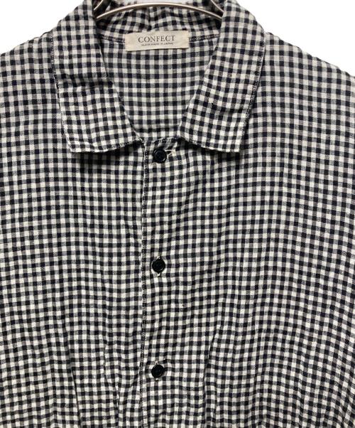 nestrobe confect（ネストローブ コンフェクト）nestrobe confect (ネストローブ コンフェクト) リネンギンガム スリーピングシャツ ホワイト×ブラック サイズ:3の古着・服飾アイテム