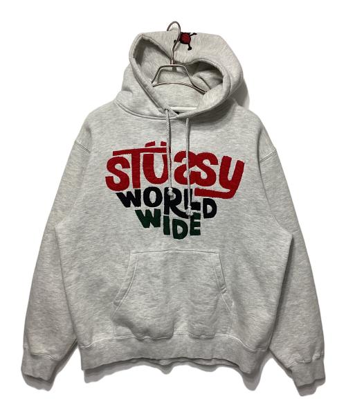 stussy（ステューシー）stussy (ステューシー) WORLD WIDEパーカー グレー サイズ:Ｍの古着・服飾アイテム