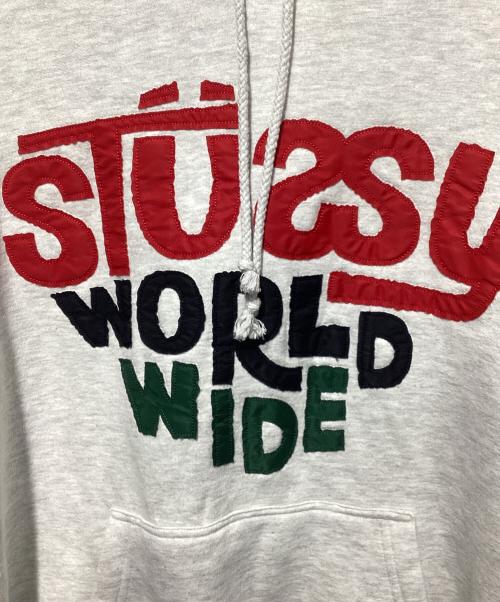 stussy（ステューシー）stussy (ステューシー) WORLD WIDEパーカー グレー サイズ:Ｍの古着・服飾アイテム