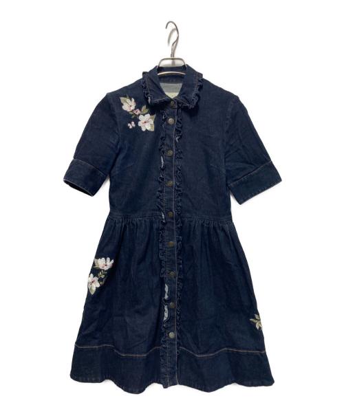 Kate Spade（ケイトスペード）Kate Spade (ケイトスペード) デニム刺繍ワンピース インディゴ サイズ:2の古着・服飾アイテム