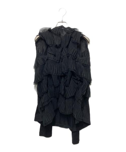 COMME des GARCONS（コムデギャルソン）COMME des GARCONS (コムデギャルソン) ウール チュール ティアード ロングスリーブ カットソー ブラック サイズ:Ｓの古着・服飾アイテム