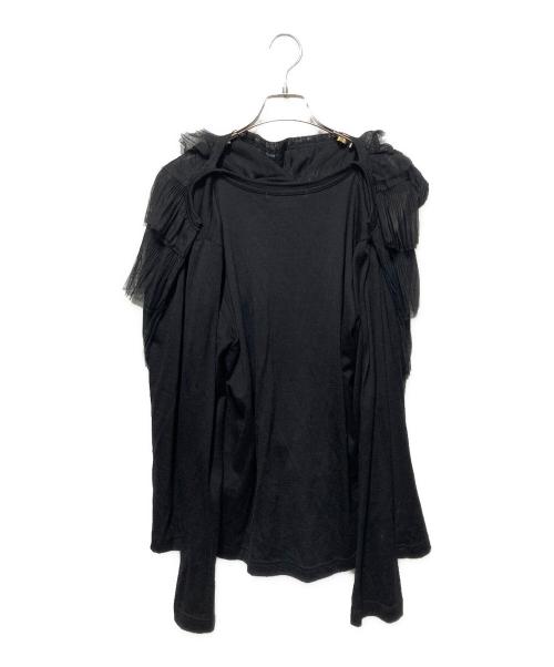 COMME des GARCONS（コムデギャルソン）COMME des GARCONS (コムデギャルソン) ウール チュール ティアード ロングスリーブ カットソー ブラック サイズ:Ｓの古着・服飾アイテム