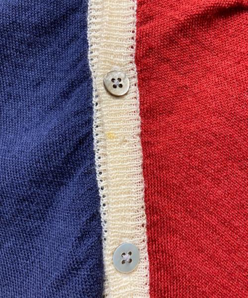 BRU NA BOINNE（ブルーナボイン）BRU NA BOINNE (ブルーナボイン) 薄手ツートンカーディガン レッド×ネイビー サイズ:Lの古着・服飾アイテム