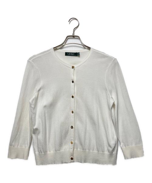 LAUREN RALPH LAUREN（ローレンラルフローレン）LAUREN RALPH LAUREN (ローレンラルフローレン) 金ボタンカーディガン ホワイト サイズ:Mの古着・服飾アイテム