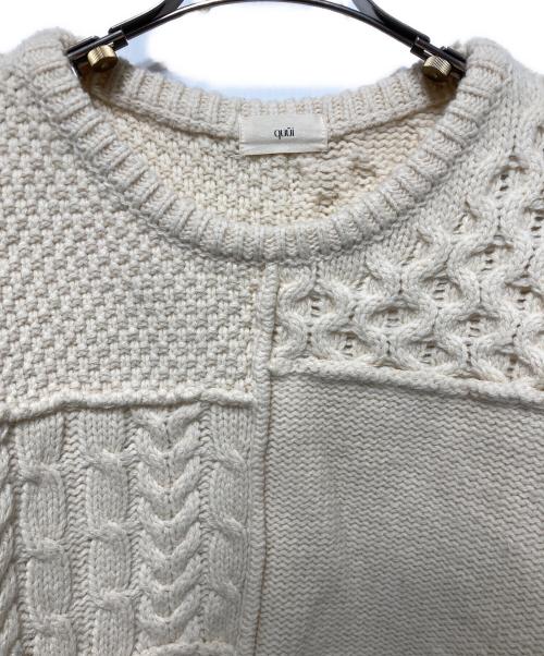 quui（クイ）quui (クイ) Panel patchwork knit アイボリー サイズ:Fの古着・服飾アイテム