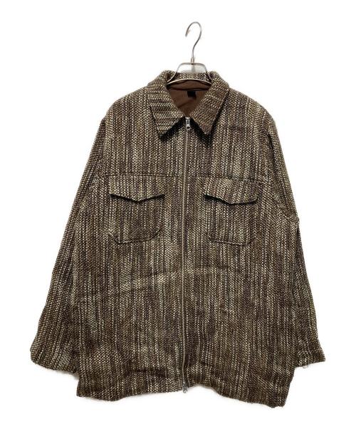 ELCHELE（エルチェレ）ELCHELE (エルチェレ) TWEED PADED JACKET ブラウン×グリーン サイズ:freeの古着・服飾アイテム
