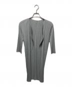 PLEATS PLEASEプリーツプリーズ）の古着「セミロングカーディガンプリーツカーディガン」｜グレー