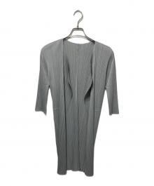 PLEATS PLEASE（プリーツプリーズ）の古着「セミロングカーディガンプリーツカーディガン」｜グレー