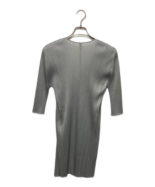 PLEATS PLEASE（プリーツプリーズ）PLEATS PLEASE (プリーツプリーズ) セミロングカーディガンプリーツカーディガン グレー サイズ:2の古着・服飾アイテム