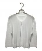 PLEATS PLEASEプリーツプリーズ）の古着「メッシュプリーツカーディガン」｜ホワイト