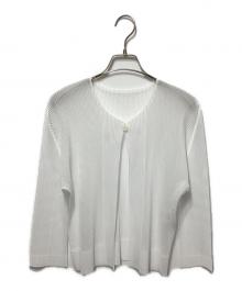 PLEATS PLEASE（プリーツプリーズ）の古着「メッシュプリーツカーディガン」｜ホワイト