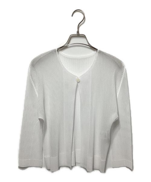 PLEATS PLEASE（プリーツプリーズ）PLEATS PLEASE (プリーツプリーズ) メッシュプリーツカーディガン ホワイト サイズ:3の古着・服飾アイテム
